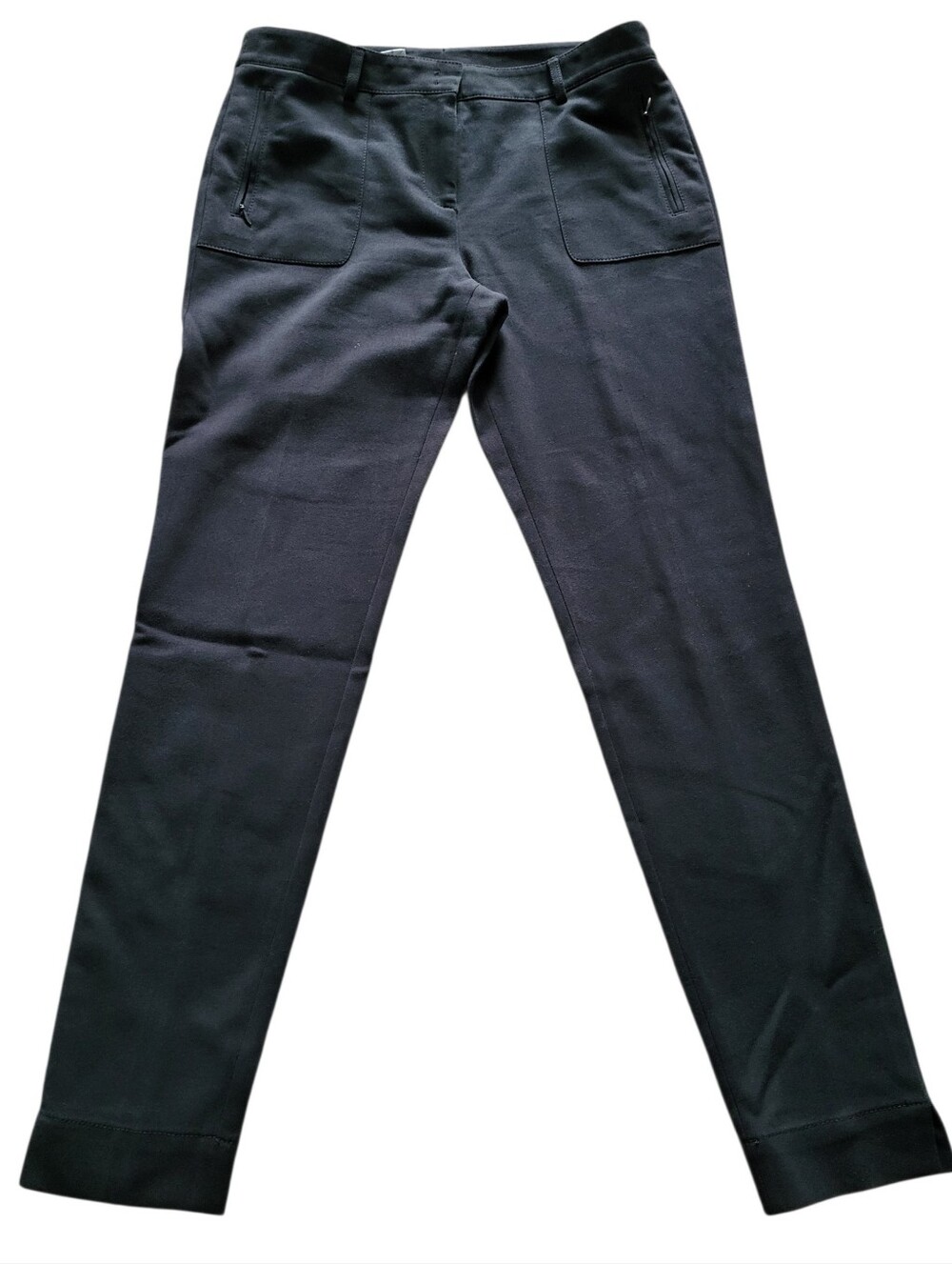 Akris Punto Black Cotton Blend Slim Leg Ankle Pants Zip Pockets Women's Size 8